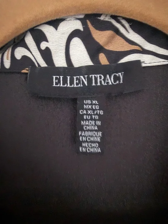 Ellen Tracy Blouse with Cream & Brown Baroque Print XL - Picture 2 of 5